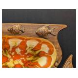 Mid Century Treasure Craft Fish-Shaped Ceramic Serving Plates (2)