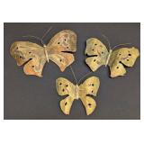 Three Vintage Copper Butterfly Wall Hangings - Rustic Metal Wall Decor