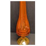 Mid Century Viking Hand Blown Orange Swung Glass Vase