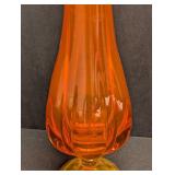 Mid Century Viking Hand Blown Orange Swung Glass Vase