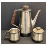 International Stainless Decorator Tea Set - 3-Piece Vintage Japan 18/8