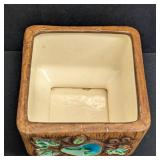 Vintage Treasure Craft No. 970 Ceramic Pedestal Pot Planter - Heart & Leaves Decor