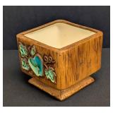 Vintage Treasure Craft No. 970 Ceramic Pedestal Pot Planter - Heart & Leaves Decor
