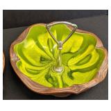 Vintage Mid Century Sequoia Ware Green Leaf Serving Dishes, Pair