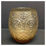 Vintage Amber Glass Owl Vase