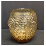 Vintage Amber Glass Owl Vase