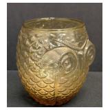 Vintage Amber Glass Owl Vase