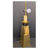 Chapman Portable Brass Lamp, Black Sphere Accents