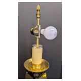Chapman Portable Brass Lamp, Black Sphere Accents