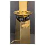 Chapman Portable Brass Lamp, Black Sphere Accents