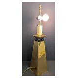 Chapman Portable Brass Lamp, Black Sphere Accents