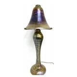 Joseph Clearman Vintage Art Glass Lamp - Iridescent Gold over Amethyst