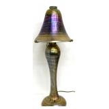 Joseph Clearman Vintage Art Glass Lamp - Iridescent Gold over Amethyst