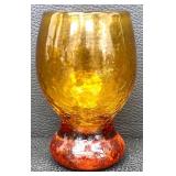 Blenko Amber Crackle Glass Goblets - 4-Pack, Vintage 1950s-1980s