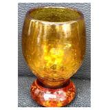 Blenko Amber Crackle Glass Goblets - 4-Pack, Vintage 1950s-1980s