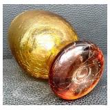 Blenko Amber Crackle Glass Goblets - 4-Pack, Vintage 1950s-1980s