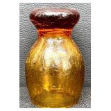 Blenko Amber Crackle Glass Goblets - 4-Pack, Vintage 1950s-1980s