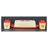 Vintage Sterilite Table Mates Butterfly Condiment Set with Salt & Pepper Shakers, Sugar & Creamer, Butter Dish
