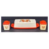 Vintage Sterilite Table Mates Butterfly Condiment Set with Salt & Pepper Shakers, Sugar & Creamer, Butter Dish