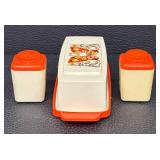 Vintage Sterilite Table Mates Butterfly Condiment Set with Salt & Pepper Shakers, Sugar & Creamer, Butter Dish