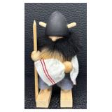 Gonk Viking Wooden Figurine - Vintage Scandinavian Folk Art