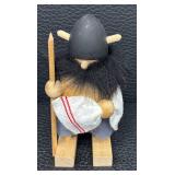 Gonk Viking Wooden Figurine - Vintage Scandinavian Folk Art