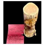 Tim Quinn Graphics - 2 Hand-Carved Wood Faces on Logs