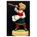 Henning Hand-Carved Norway Girl with Horn Figurine - 4'