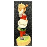 Henning Hand-Carved Norway Girl with Horn Figurine - 4'