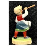 Henning Hand-Carved Norway Girl with Horn Figurine - 4'