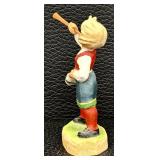 Henning Hand-Carved Norway Girl with Horn Figurine - 4'