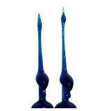 Pair of Vintage Mid Century Viking Glass Bluenique Long-Neck Egret Glass Birds