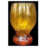 Vintage Amber Crackle Glass Goblets - Set of 4 - 6-1/2 in Tall - Vintage 1950s-1980s