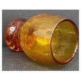 Vintage Amber Crackle Glass Goblets - Set of 4 - 6-1/2 in Tall - Vintage 1950s-1980s