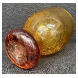 Vintage Amber Crackle Glass Goblets - Set of 4 - 6-1/2 in Tall - Vintage 1950s-1980s