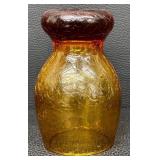 Vintage Amber Crackle Glass Goblets - Set of 4 - 6-1/2 in Tall - Vintage 1950s-1980s