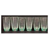 Vintage Blenko Glass Tumblers - Crackle Glass with Sea Green Rosette Feet (Lot of 5)