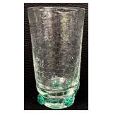Vintage Blenko Glass Tumblers - Crackle Glass with Sea Green Rosette Feet (Lot of 5)