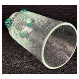 Vintage Blenko Glass Tumblers - Crackle Glass with Sea Green Rosette Feet (Lot of 5)