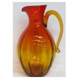 Vintage Blenko Amberina Glass Pitcher Tangerine Gradient