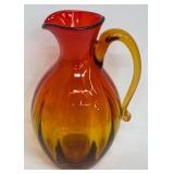 Vintage Blenko Amberina Glass Pitcher Tangerine Gradient