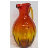 Vintage Blenko Amberina Glass Pitcher Tangerine Gradient