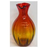 Vintage Blenko Amberina Glass Pitcher Tangerine Gradient