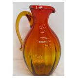 Vintage Blenko Amberina Glass Pitcher Tangerine Gradient