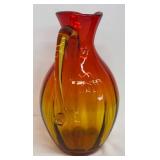 Vintage Blenko Amberina Glass Pitcher Tangerine Gradient
