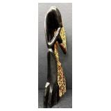Abstract  21' Wooden Couple Sculpture -Two-Tone Black & Speckled Tan