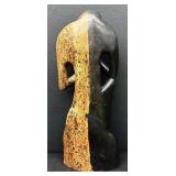 Abstract  21' Wooden Couple Sculpture -Two-Tone Black & Speckled Tan