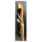 Abstract  21' Wooden Couple Sculpture -Two-Tone Black & Speckled Tan