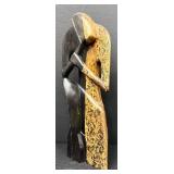 Abstract  21' Wooden Couple Sculpture -Two-Tone Black & Speckled Tan