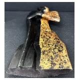 Abstract  21' Wooden Couple Sculpture -Two-Tone Black & Speckled Tan